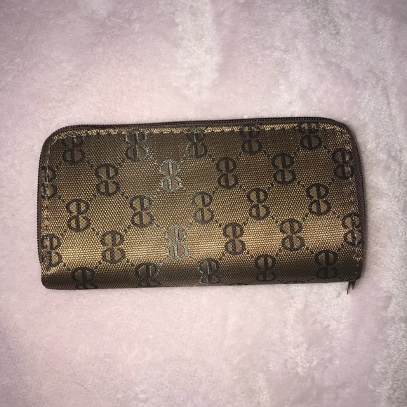 Handbags - Ladies Brown Monogram Wallet divided 2 sides zippers Diamond pattern design logo